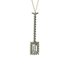 Via Kolye - Swarovski ve peridot 14 ayar beyaz altın kolye (40 cm altın rolo zincir) #1i8t9sl