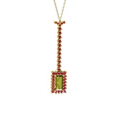 Via Kolye - Peridot ve rodolit garnet 14 ayar altın kolye (40 cm altın rolo zincir) #1irp5ud