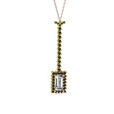 Via Kolye - Swarovski ve siyah zirkon 8 ayar altın kolye (40 cm gümüş rolo zincir) #1j950kb