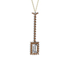 Swarovski ve dumanlı kuvars 18 ayar beyaz altın kolye (40 cm altın rolo zincir)