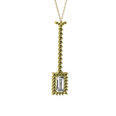 Swarovski ve peridot 14 ayar altın kolye (40 cm gümüş rolo zincir)