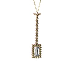 Via Kolye - Swarovski ve peridot 18 ayar rose altın kolye (40 cm gümüş rolo zincir) #1oi2cyt