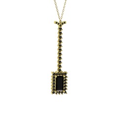 Via Kolye - Siyah zirkon 8 ayar altın kolye (40 cm altın rolo zincir) #1ppescp