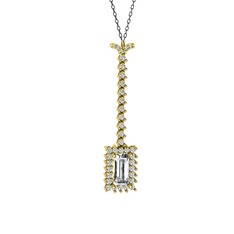Swarovski ve beyaz zirkon 8 ayar altın kolye (40 cm gümüş rolo zincir)
