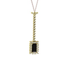 Siyah zirkon ve swarovski 18 ayar altın kolye (40 cm gümüş rolo zincir)