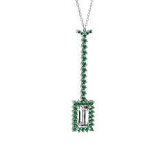 Via Kolye - Swarovski ve yeşil kuvars 14 ayar beyaz altın kolye (40 cm beyaz altın rolo zincir) #1r5o8zn