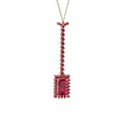 Via Kolye - Rodolit garnet 8 ayar rose altın kolye (40 cm altın rolo zincir) #1rik9gc