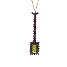 Via Kolye - Peridot ve kök yakut 925 ayar siyah rodyum kaplama gümüş kolye (40 cm altın rolo zincir) #1tqxinm
