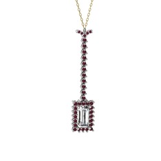 Via Kolye - Swarovski ve kök yakut 925 ayar gümüş kolye (40 cm altın rolo zincir) #1uc9hx1