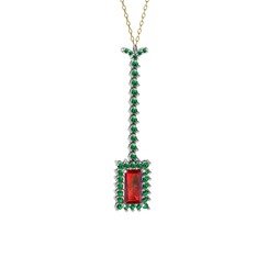Via Kolye - Garnet ve yeşil kuvars 925 ayar gümüş kolye (40 cm altın rolo zincir) #1wr6kwx