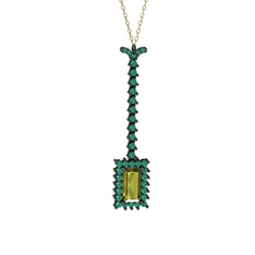 Via Kolye - Peridot ve kök zümrüt 925 ayar siyah rodyum kaplama gümüş kolye (40 cm altın rolo zincir) #1xetapx