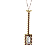 Via Kolye - Swarovski ve kök yakut 18 ayar altın kolye (40 cm gümüş rolo zincir) #35q907