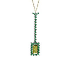 Via Kolye - Peridot ve yeşil kuvars 925 ayar gümüş kolye (40 cm altın rolo zincir) #49ae20