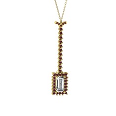 Via Kolye - Swarovski ve kök yakut 925 ayar altın kaplama gümüş kolye (40 cm gümüş rolo zincir) #66uzf0