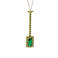 Via Kolye - Yeşil kuvars ve peridot 14 ayar altın kolye (40 cm rose altın rolo zincir) #6oj95m