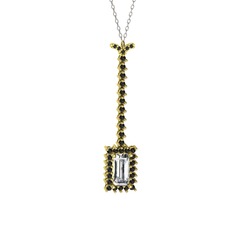 Swarovski ve siyah zirkon 18 ayar altın kolye (40 cm beyaz altın rolo zincir)