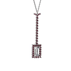 Via Kolye - Swarovski ve kök yakut 925 ayar gümüş kolye (40 cm gümüş rolo zincir) #avuu1