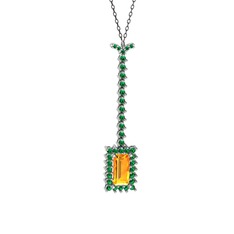 Via Kolye - Sitrin ve yeşil kuvars 925 ayar gümüş kolye (40 cm gümüş rolo zincir) #e1quep