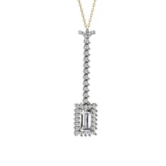 Via Kolye - Swarovski ve beyaz zirkon 14 ayar beyaz altın kolye (40 cm altın rolo zincir) #ew4p5t