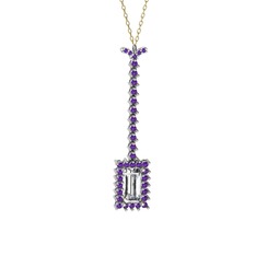 Via Kolye - Swarovski ve ametist 925 ayar gümüş kolye (40 cm altın rolo zincir) #i98h89