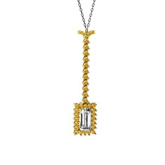 Via Kolye - Swarovski ve sitrin 18 ayar altın kolye (40 cm gümüş rolo zincir) #isjpkg