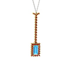 Via Kolye - Akuamarin ve garnet 14 ayar altın kolye (40 cm beyaz altın rolo zincir) #ittqf