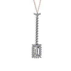 Via Kolye - Swarovski ve pırlanta 18 ayar beyaz altın kolye (0.62 karat, 40 cm rose altın rolo zincir) #k4qtbr