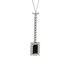 Via Kolye - Siyah zirkon ve beyaz zirkon 925 ayar gümüş kolye (40 cm gümüş rolo zincir) #kkfujs
