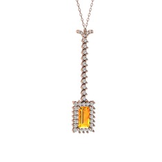 Via Kolye - Sitrin ve swarovski 925 ayar rose altın kaplama gümüş kolye (40 cm gümüş rolo zincir) #kwqouj