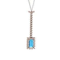 Via Kolye - Akuamarin ve swarovski 925 ayar rose altın kaplama gümüş kolye (40 cm gümüş rolo zincir) #lex8sj