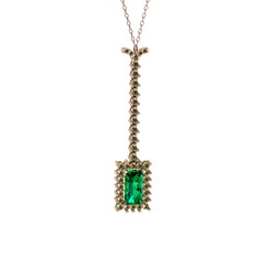 Via Kolye - Yeşil kuvars ve peridot 8 ayar rose altın kolye (40 cm rose altın rolo zincir) #ls4830