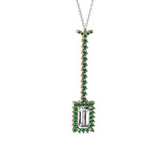 Via Kolye - Swarovski ve yeşil kuvars 8 ayar rose altın kolye (40 cm gümüş rolo zincir) #m3j1v1