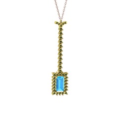 Via Kolye - Akuamarin ve peridot 14 ayar altın kolye (40 cm rose altın rolo zincir) #mrnzu5