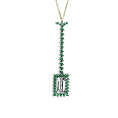 Via Kolye - Swarovski ve yeşil kuvars 18 ayar beyaz altın kolye (40 cm altın rolo zincir) #n8br5m
