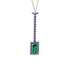 Via Kolye - Yeşil kuvars ve lab safir 925 ayar gümüş kolye (40 cm gümüş rolo zincir) #penwe4