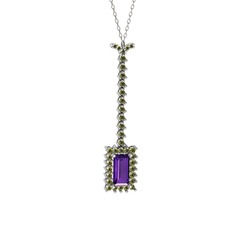 Via Kolye - Ametist ve peridot 925 ayar gümüş kolye (40 cm gümüş rolo zincir) #qfmida
