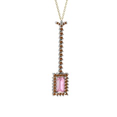 Via Kolye - Pembe kuvars ve dumanlı kuvars 925 ayar gümüş kolye (40 cm gümüş rolo zincir) #r1y3dc
