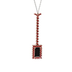 Via Kolye - Siyah zirkon ve garnet 18 ayar rose altın kolye (40 cm beyaz altın rolo zincir) #uiy8pn