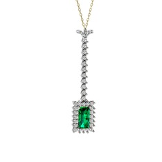 Yeşil kuvars ve swarovski 8 ayar beyaz altın kolye (40 cm gümüş rolo zincir)