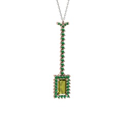 Via Kolye - Peridot ve yeşil kuvars 925 ayar rose altın kaplama gümüş kolye (40 cm beyaz altın rolo zincir) #xtjurx