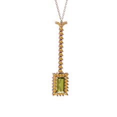 Via Kolye - Peridot ve sitrin 8 ayar rose altın kolye (40 cm rose altın rolo zincir) #yhjgnm