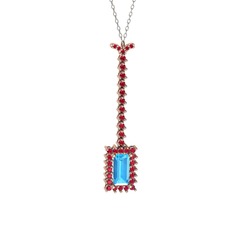 Via Kolye - Akuamarin ve rodolit garnet 14 ayar rose altın kolye (40 cm beyaz altın rolo zincir) #yofks0