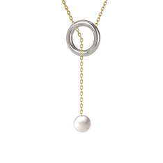 Fien İnci Kolye - Inci 14 ayar beyaz altın kolye (60 cm altın rolo zincir) #1oad09d