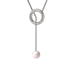 Pembe inci 925 ayar gümüş kolye (60 cm gümüş rolo zincir)