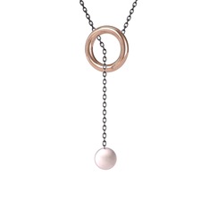 Pembe inci 14 ayar rose altın kolye (60 cm gümüş rolo zincir)