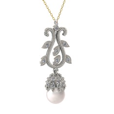 Inci ve swarovski 925 ayar gümüş kolye (40 cm gümüş rolo zincir)