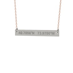 18 ayar beyaz altın kolye (40 cm rose altın rolo zincir)