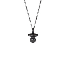 Emzik Kolye - 925 ayar siyah rodyum kaplama gümüş kolye (40 cm gümüş rolo zincir) #1dab8pr