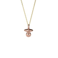 Emzik Kolye - 14 ayar rose altın kolye (40 cm altın rolo zincir) #1das8tl