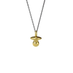 Emzik Kolye - 18 ayar altın kolye (40 cm gümüş rolo zincir) #1qikjdm